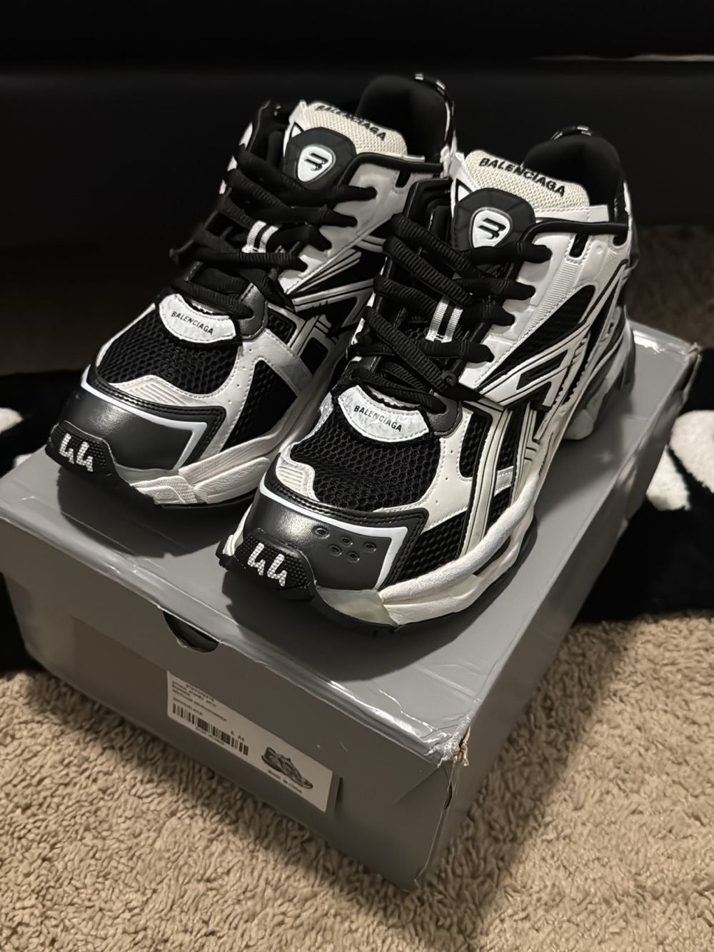 Balenciaga Chunky Track Sneakers in Black & White - Picture 7 of 7